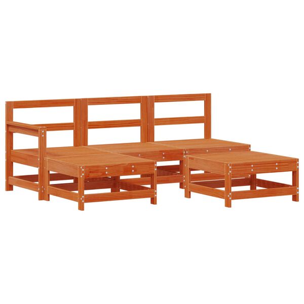 vidaXL Set Lounge da Giardino 5 pcs Marrone Cera