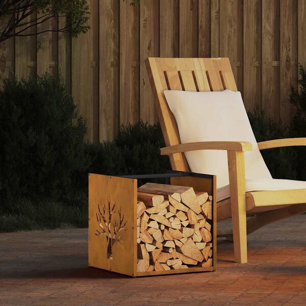 vidaXL Rastrelliera per Legna da Ardere 40x40x40 cm in Acciaio Corten