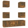 vidaXL Set di Mobili Porta TV 6 pz Rovere Fumo in Legno Multistrato