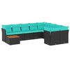vidaXL Set Divani da Giardino 10 pz con Cuscini Nero in Polyrattan