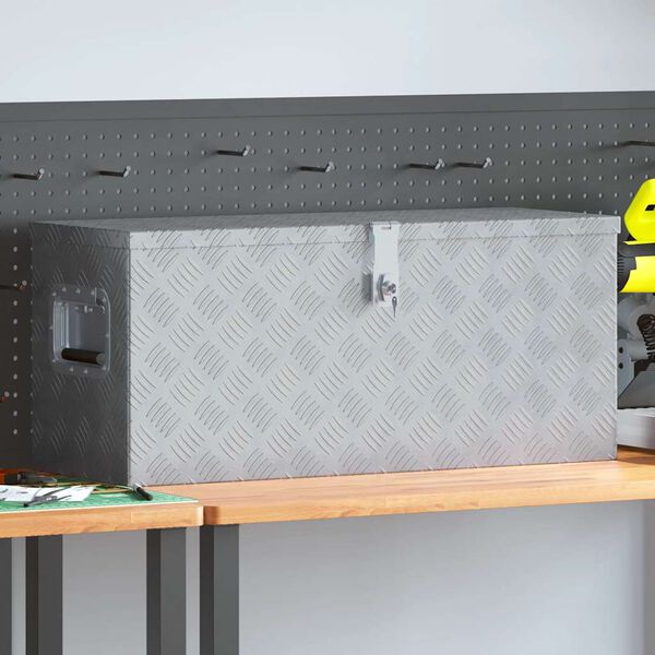 vidaXL Cassetta in Alluminio 80x30x35 cm Argento