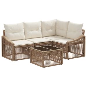 vidaXL Set Divano da Giardino 5 pz Beige polyrattan
