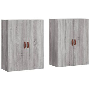 vidaXL Mobili a Parete 2 pz Grigio Sonoma 69,5x34x90 cm