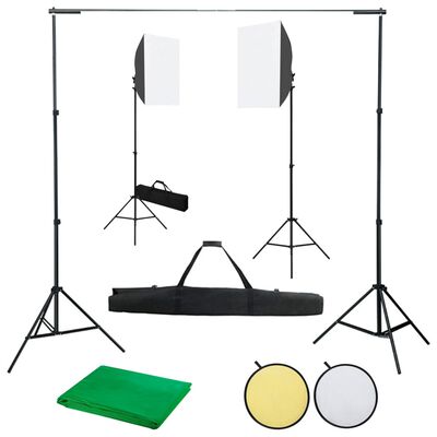 vidaXL Kit per Studio Fotografico con Set Luci, Fondale e Riflettore