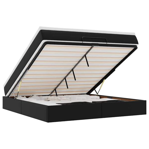 vidaXL Struttura Letto Pouf con Materasso Nero 160x200 cm Similpelle