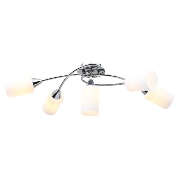 vidaXL Lampadario Paralumi in Ceramica 5 Lampadine E14 Bianco a Cono