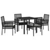 vidaXL Set da Pranzo per Giardino con cuscino 5 pcs Nero polyrattan
