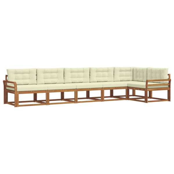 vidaXL Set di divani da esterno con cuscino 6 pcs Naturale e Crema