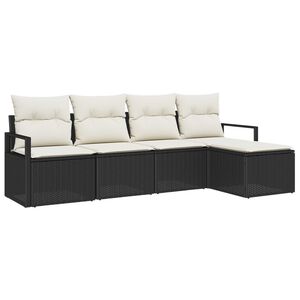 vidaXL Set di divani con cuscino 5 pcs Nero e Crema polyrattan