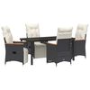 vidaXL Set da Pranzo per Giardino 5 pz Nero polyrattan