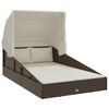 vidaXL Lettino con Tetto Pieghevole Marrone 200x114x128 cm Polyrattan