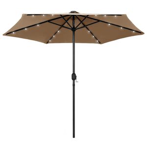 vidaXL Ombrellone con Luci a LED e Palo Alluminio 270 cm Tortora