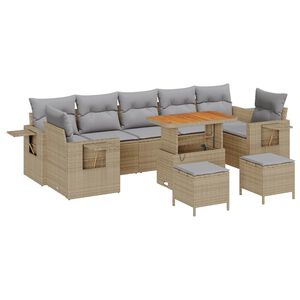 vidaXL Set Divano da Giardino 10 pz 9-Numero di posti