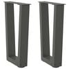 vidaXL Gambe per Tavolino da Caff&egrave; a Forma di V 2 pz Antracite 38x(42-43,3) cm Acciaio