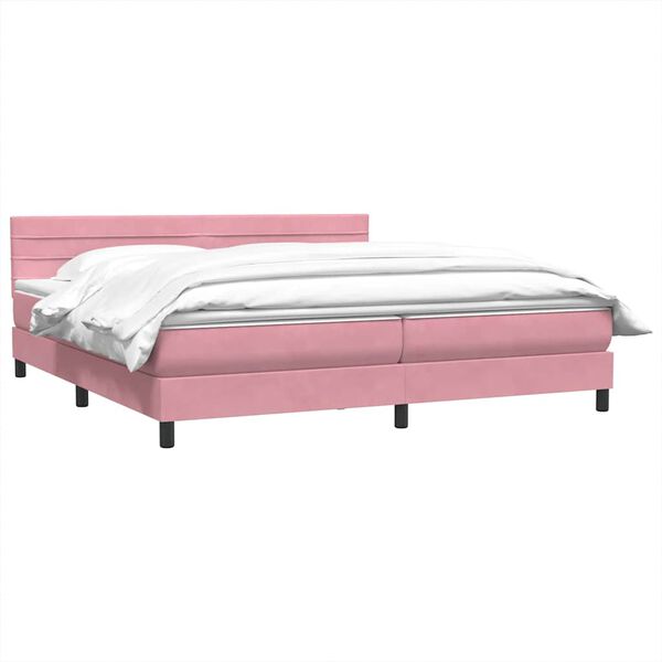 vidaXL Giroletto a Molle con Materasso Rosa 180x210 cm in Velluto