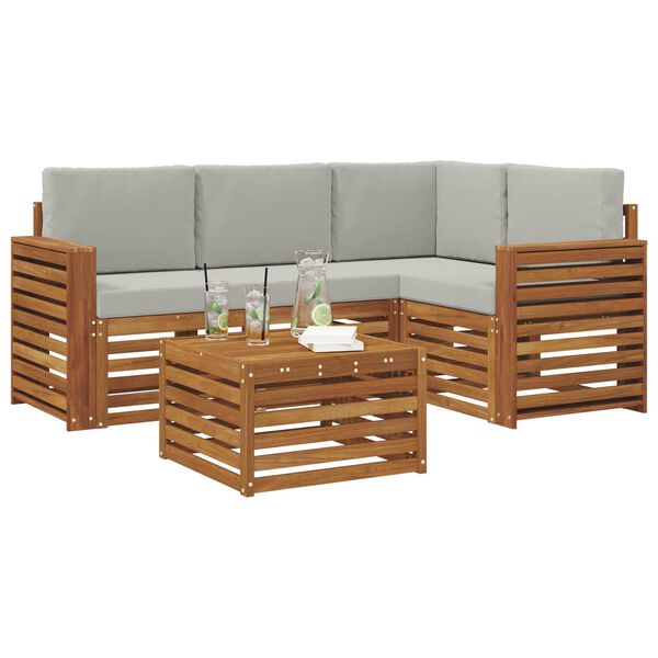 vidaXL Set di Mobili 5 pcs Grigio Naturale e Chiaro Legno multistrato