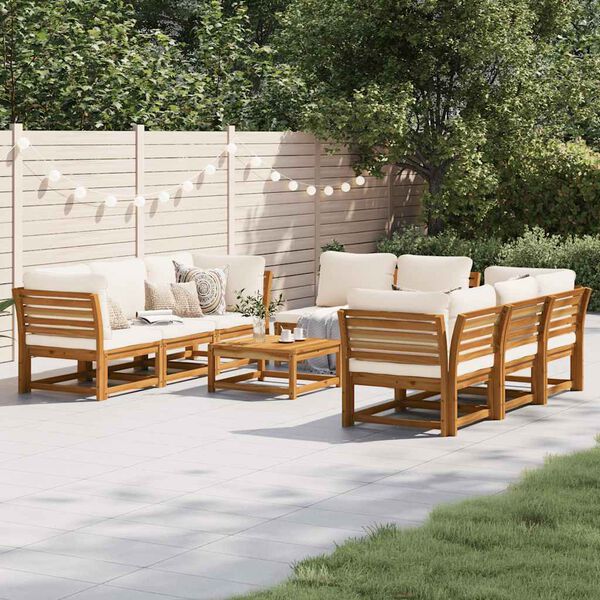 vidaXL Set Salotto Giardino 9 pz con Cuscini Legno Massello di Acacia