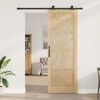 vidaXL Porta scorrevole Naturale e Nero 83 x 232 cm Pino massello