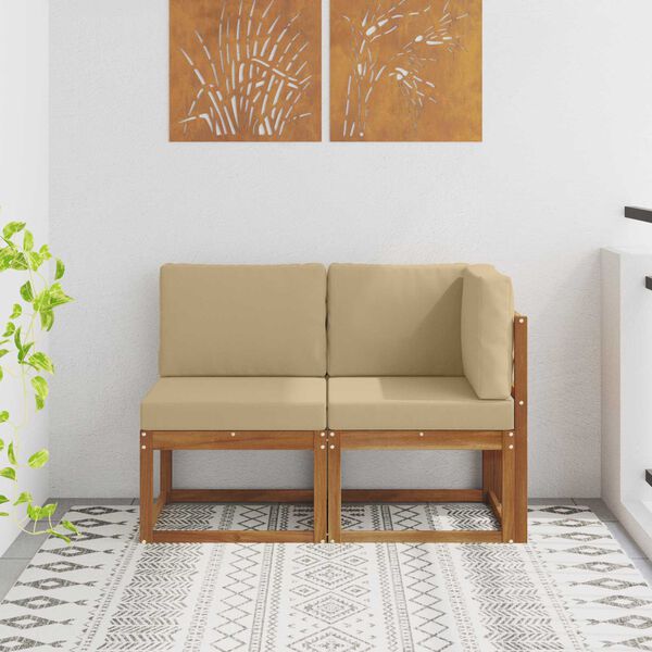 vidaXL Divano modulare da esterno e angolare 2 Pezzo Naturale e Beige