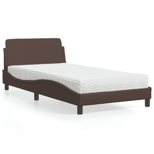 vidaXL Letto con Materasso Dover Marrone 100x200cm in Similpelle