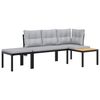 vidaXL Set Panche Giardino Cuscini 3pz Nero Acciaio Verniciato Polvere