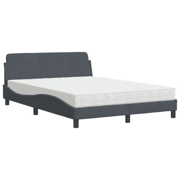 vidaXL Letto con Materasso Dover Grigio Scuro 140x200 cm in Velluto