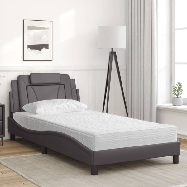 vidaXL Letto Viana con Materasso Grigio 100x200 cm in Similpelle