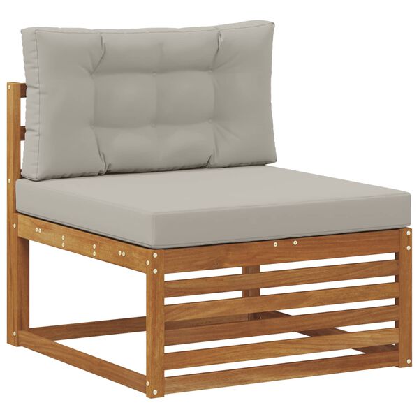 vidaXL Set di divani da esterno 7 pcs Grigio Naturale e Chiaro