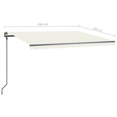 vidaXL Tenda da Sole Retrattile Manuale con LED 4,5x3 m Crema