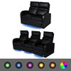 vidaXL Poltrone Reclinabili 2 pz con LED 2+3 Posti in Similpelle Nero