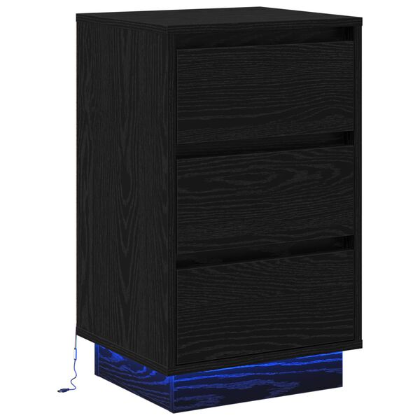vidaXL Armadio da Notte con cassetto Rovere Nero 39 x 34,5 x 65 cm