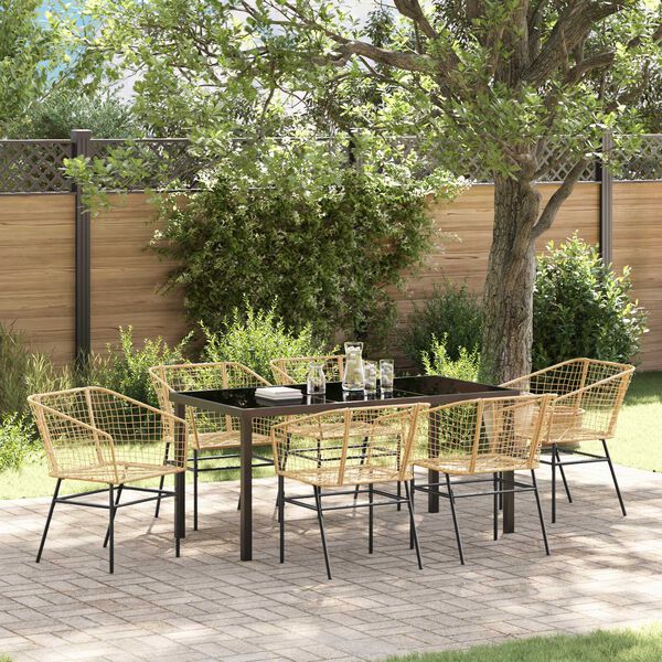 vidaXL Set da Pranzo per Giardino 7 pcs Marrone polyrattan