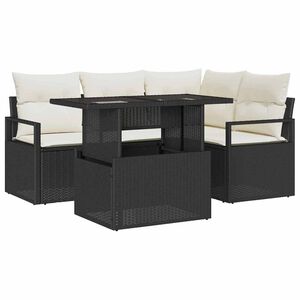 vidaXL Set Divano da Giardino con archiviazione 5 pcs Nero Poly Rattan