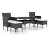 vidaXL Set Pranzo da Giardino 5 pz Polyrattan e Vetro Temperato Nero