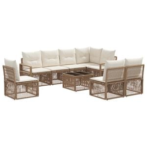 vidaXL Set Divano da Giardino 9 pcs Beige polyrattan