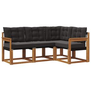 vidaXL Set di divani da esterno con cuscino 4 pcs Naturale e Nero