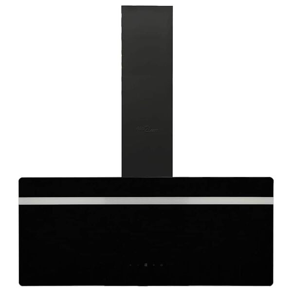 vidaXL Cappa a Parete 90 cm in Acciaio e Vetro Temperato Nero