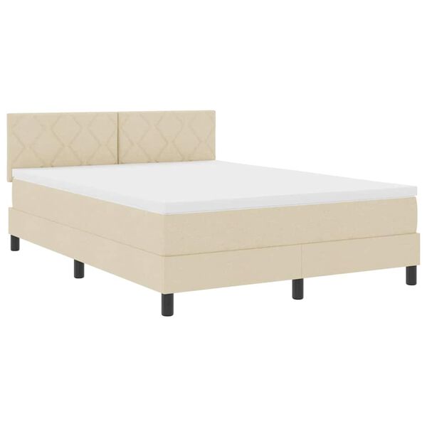 vidaXL Letto a molle con materasso con led Crema 140 x 200 cm Tessuto