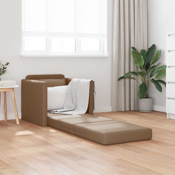 vidaXL Divano Letto da Terra 2 in 1 Cappuccino 112x174x55cm Similpelle