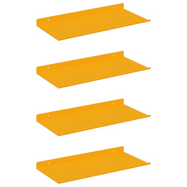 vidaXL Mensola sospesa 4 pcs Giallo senape 40 x 18 x 2,5 cm Acciaio