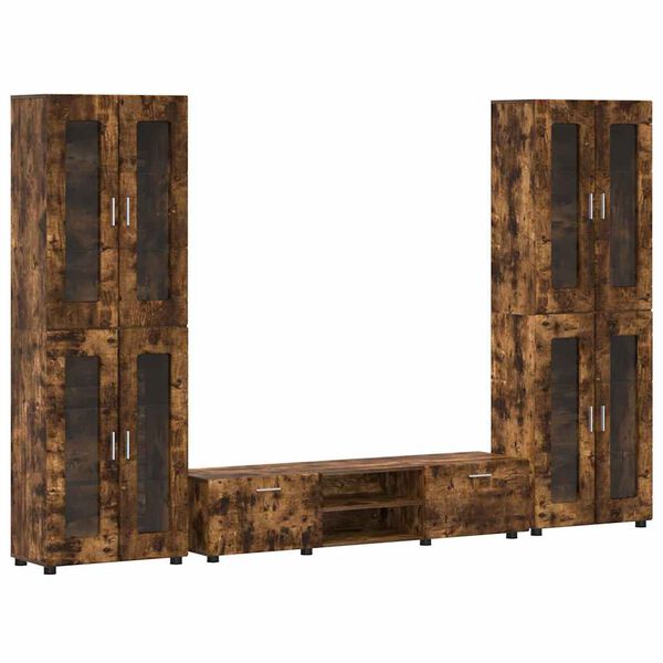 vidaXL Set mobile TV con cassetto FLORIN Rovere fum&eacute; Legno multistrato