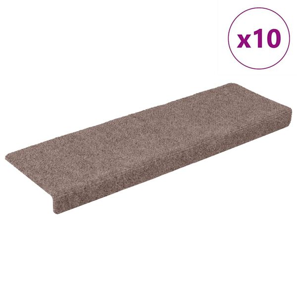 vidaXL Tappetini per scale autoadesivi 10 pz 65x21x4 cm Marrone Chiaro Bordo rettangolare