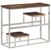 vidaXL Tavolo Consolle Argento Acciaio Inox e Traverse Legno Massello
