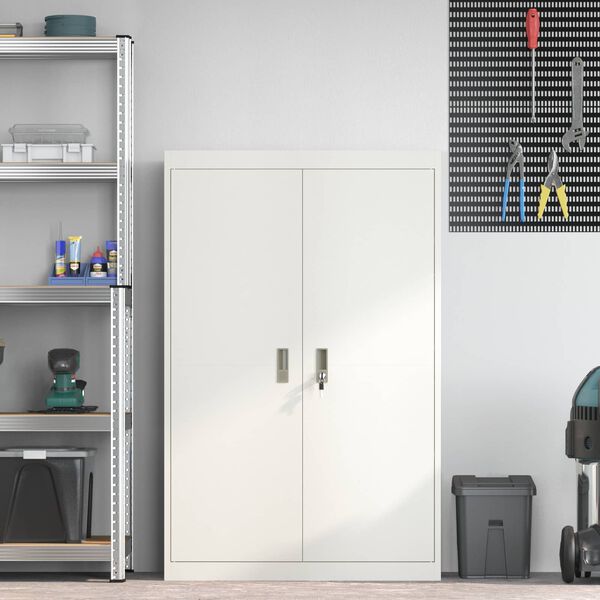 vidaXL Armadio 2 pcs Bianco 90 x 40 x 140 cm Acciaio