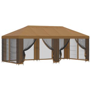vidaXL Gazebo con pareti laterali 6 x 3 m Beige Poliestere e Acciaio