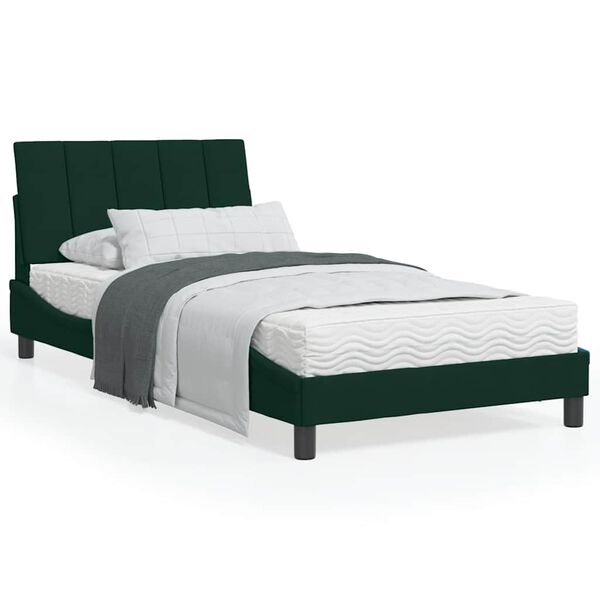 vidaXL Letto con Materasso Hanko Verde Scuro 100x200 cm in Velluto