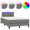 vidaXL Letto a Molle Materasso e LED Grigio Scuro 120x190cm in Tessuto