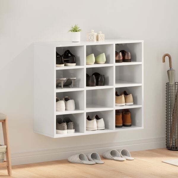 vidaXL Mobile per scarpe Bianco 77,5 x 30 x 67 cm Legno multistrato