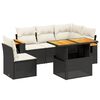 vidaXL Set Divano da Giardino 6 pz con Cuscini Nero in Polyrattan