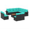 vidaXL Set Divani da Giardino 12 pz con Cuscini Nero in Polyrattan